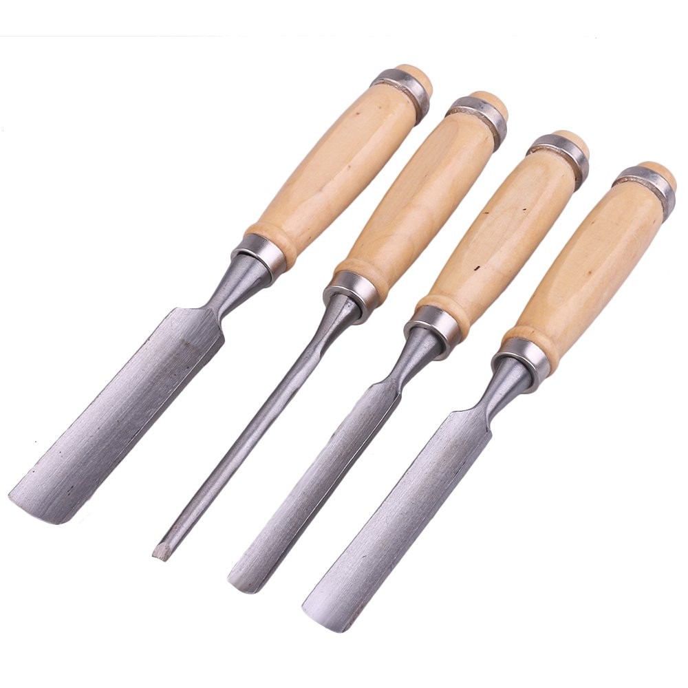4pcs Wood Carving Gouge Chisel Set Firmer Carpenter Woodworking Tools