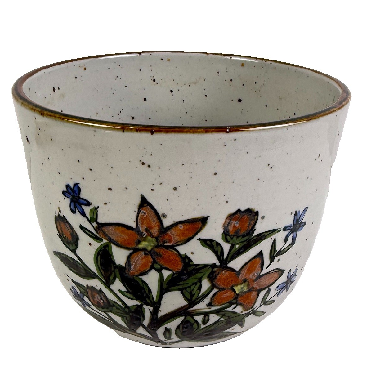 Vintage Otagiri Speckled Planter Pot Wild Flowers Japan 5”x6” Vintage Otagiri Speckled Planter Pot Wild Flowers Japan 5”x6”