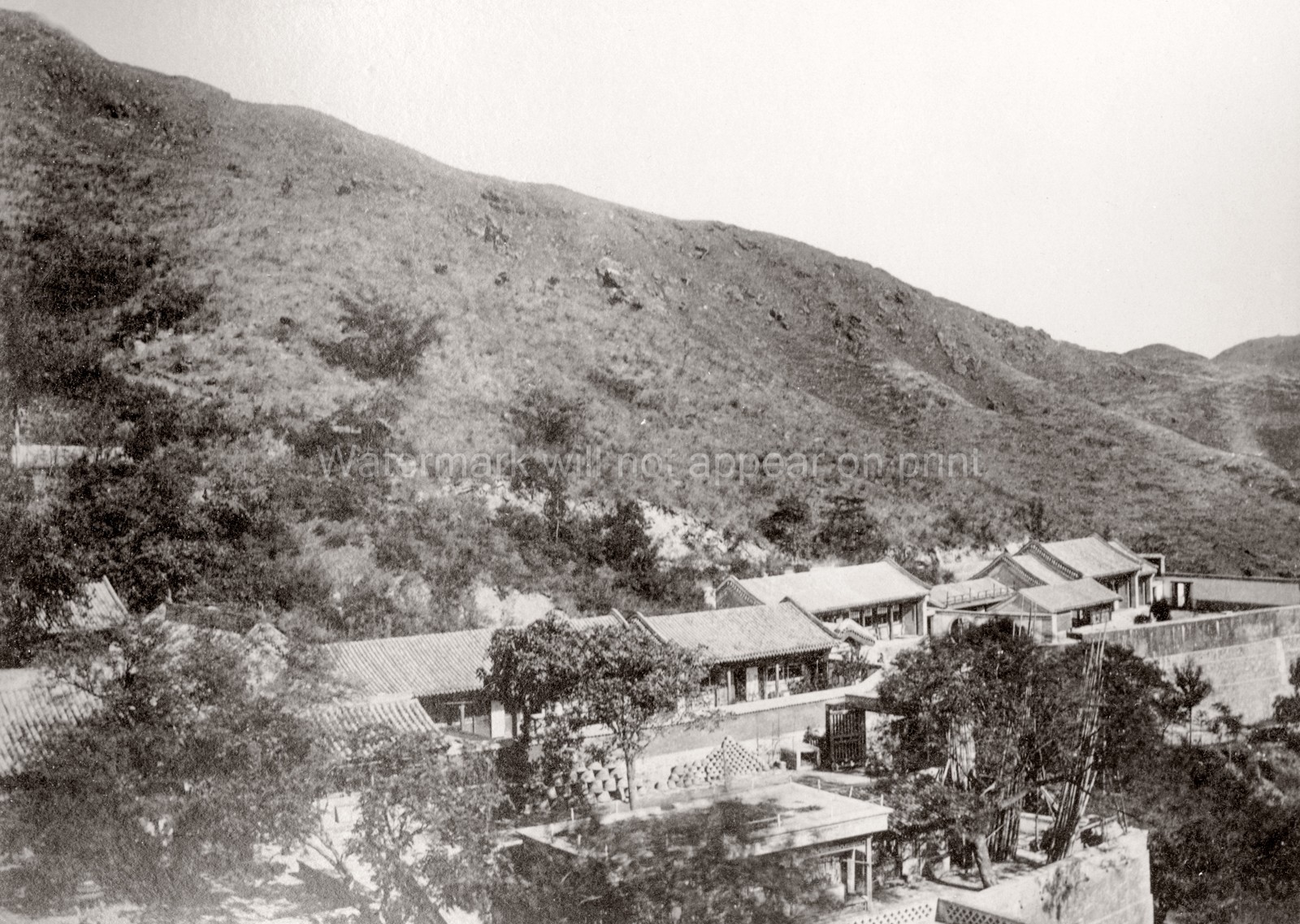 Peking Beijing China Area View Buildings Hills Village Vtg. Photo 19thC.