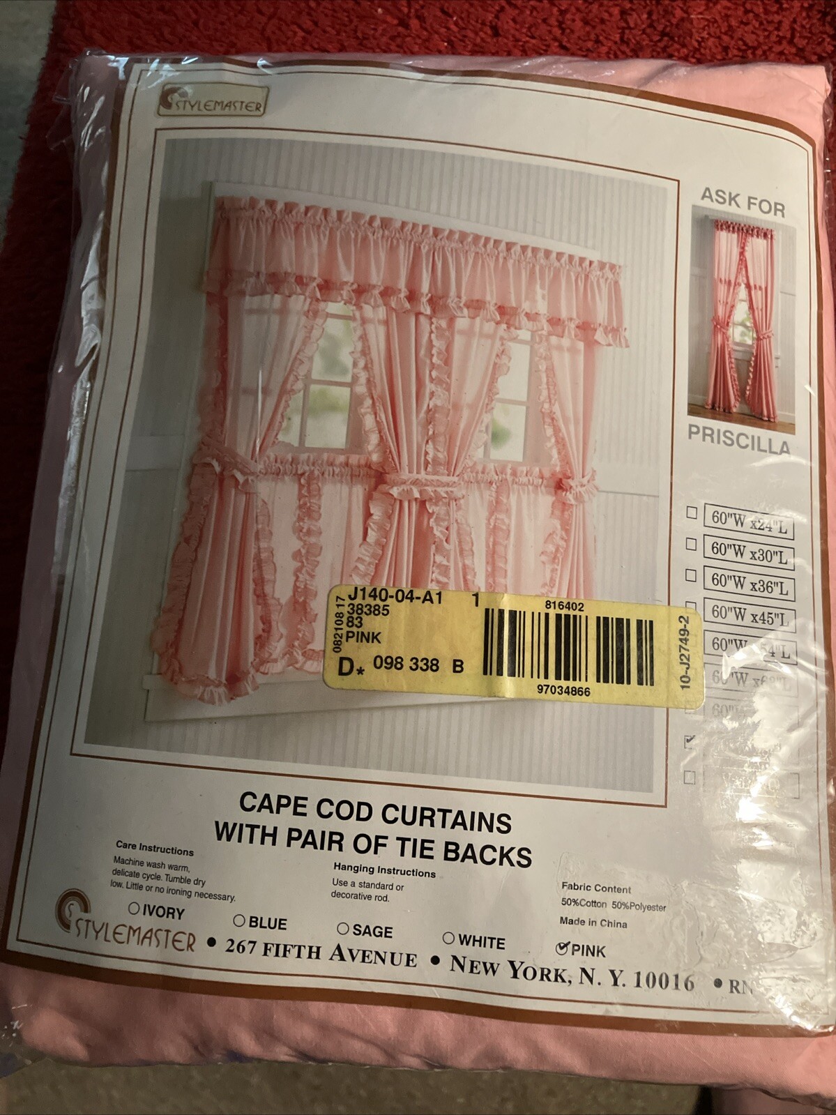 Vintage Pink Priscilla Curtains with Tie Back 60\ Vintage Pink Priscilla Curtains with Tie Back 60\