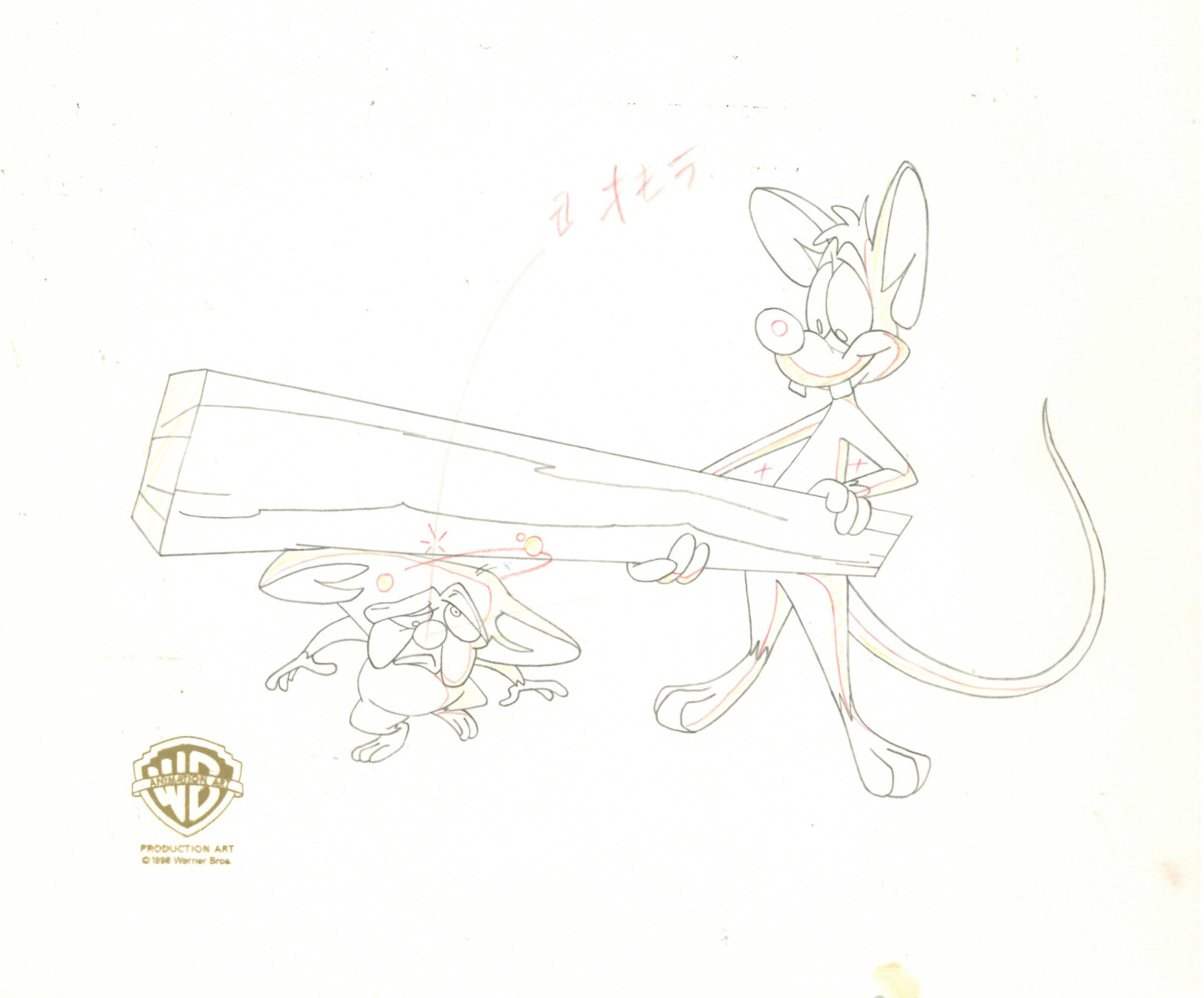 Animaniacs-Pinky And Brain-Original Production Drawing-Brain Meets Brawn