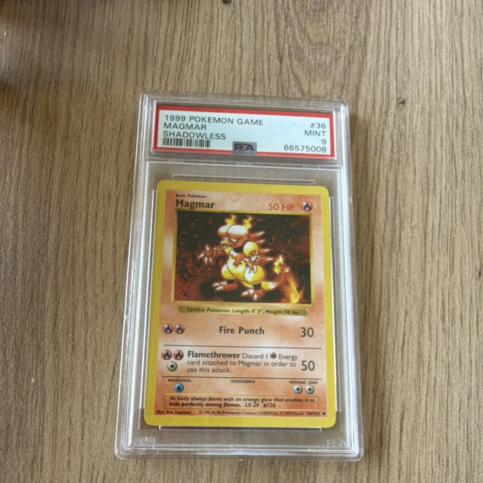Pokemon TCG Magmar Shadowless Vintage 1999 36/102 English PSA 9