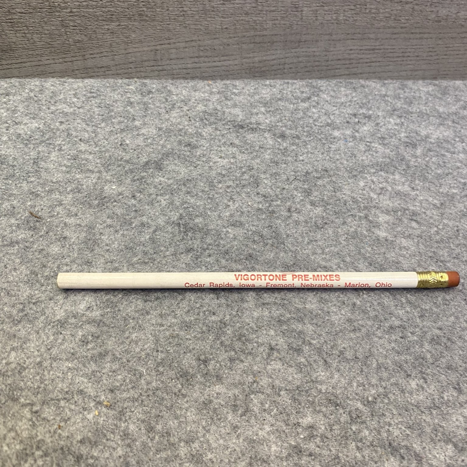 Vintage Vigortone Pre-Mixes Advertising Wood Pencil Iowa Nebraska Ohio Vintage Vigortone Pre-Mixes Advertising Wood Pencil Iowa Nebraska Ohio