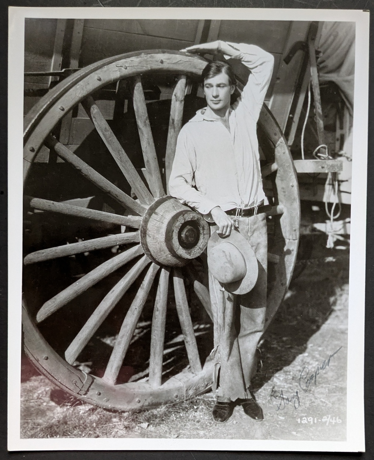Gary Cooper AUTOGRAPHED Vintage Photo Fighting Caravans (1931) Rare Early Still