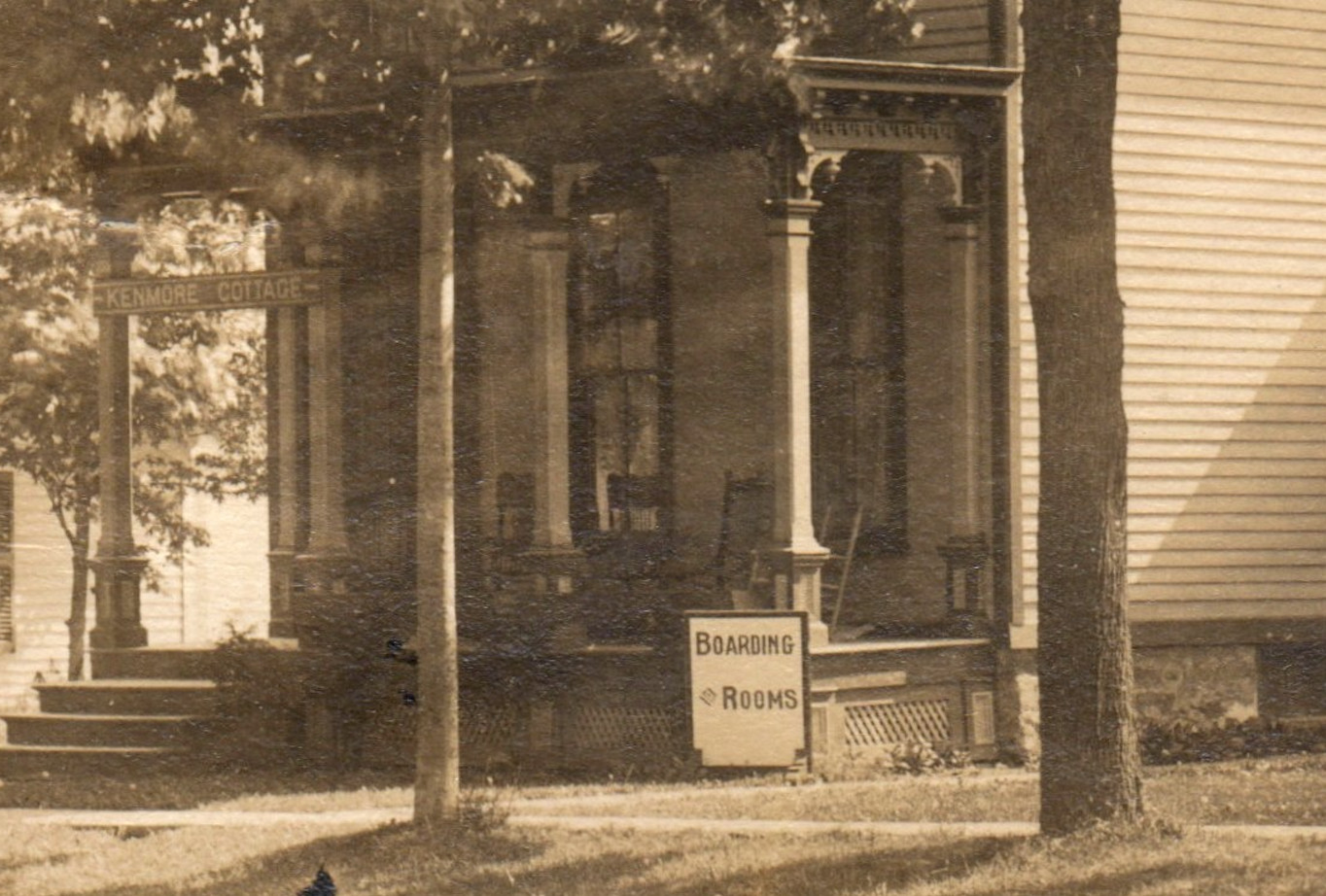 C.1910 RPPC ALDEN, NY KENMORE COTTAGE SIGN, TO SCORELL TOWANDA PA Postcard Q20