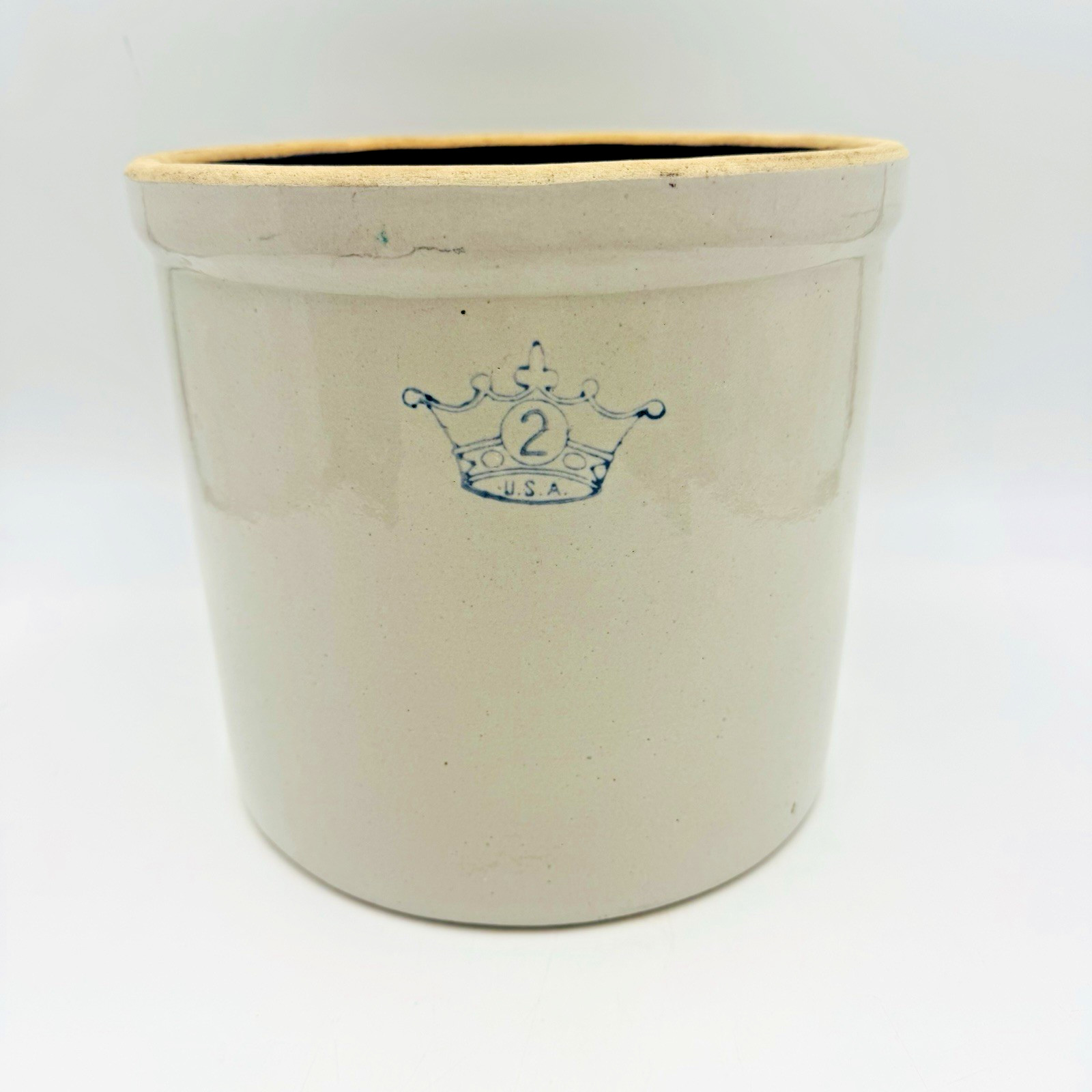 VTG RRP Robinson Ransbottom Blue Crown 2 Gallon Stoneware Crock French Country