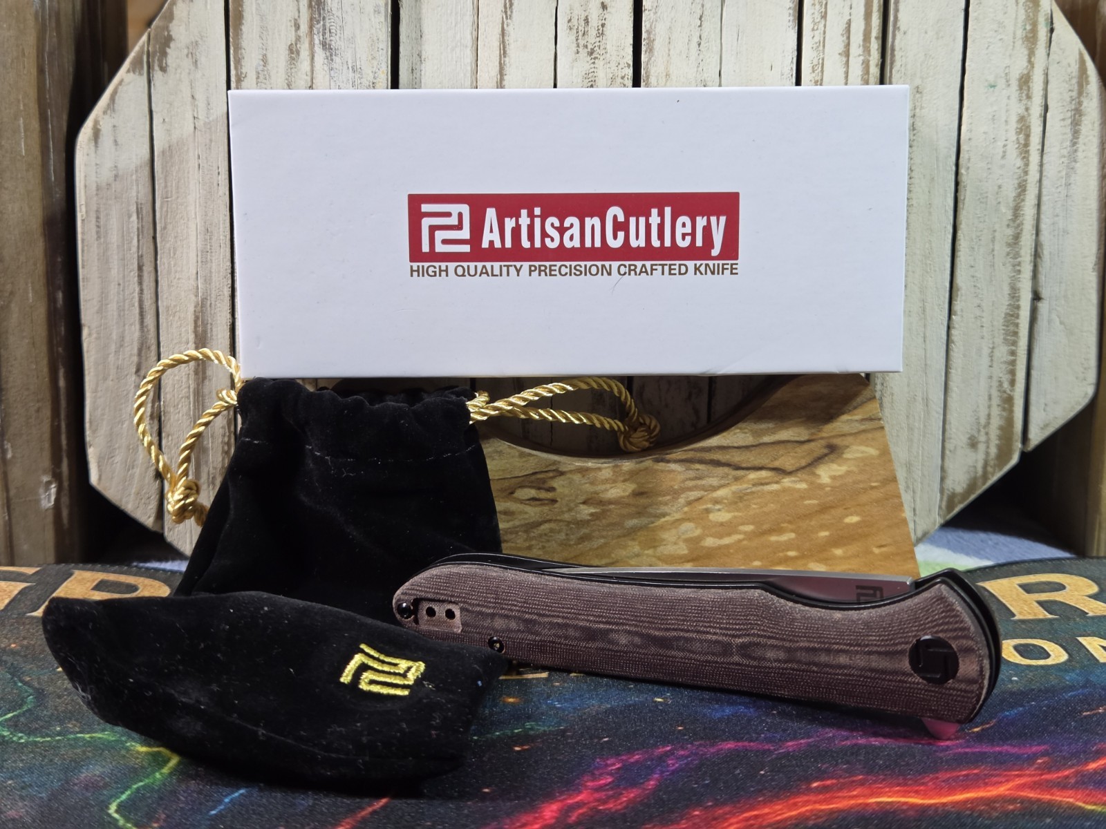 Artisan Cutlery SMKW Exclusive Shark Folding Knife Burgundy Micarta ATZ1707MBGD