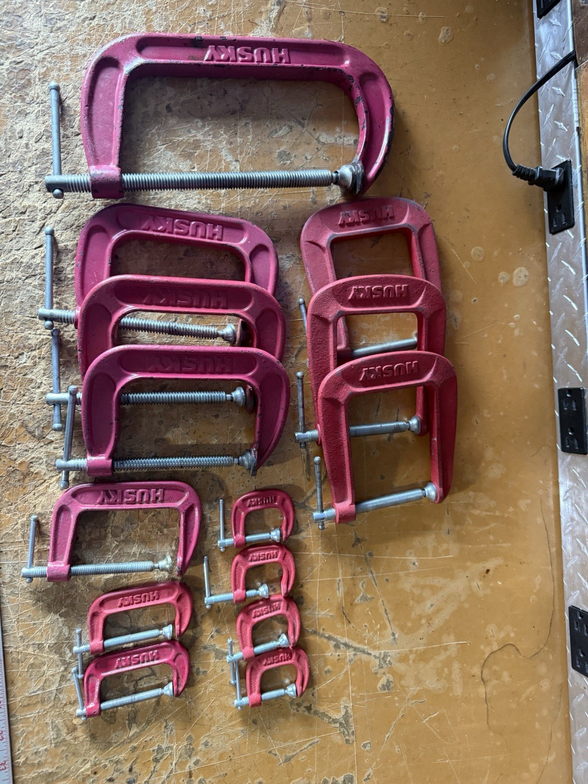 14pc Vintage Husky C-Clamp Lot 1” 2” 3” 4” 8” Deep Throat Heavy Duty
