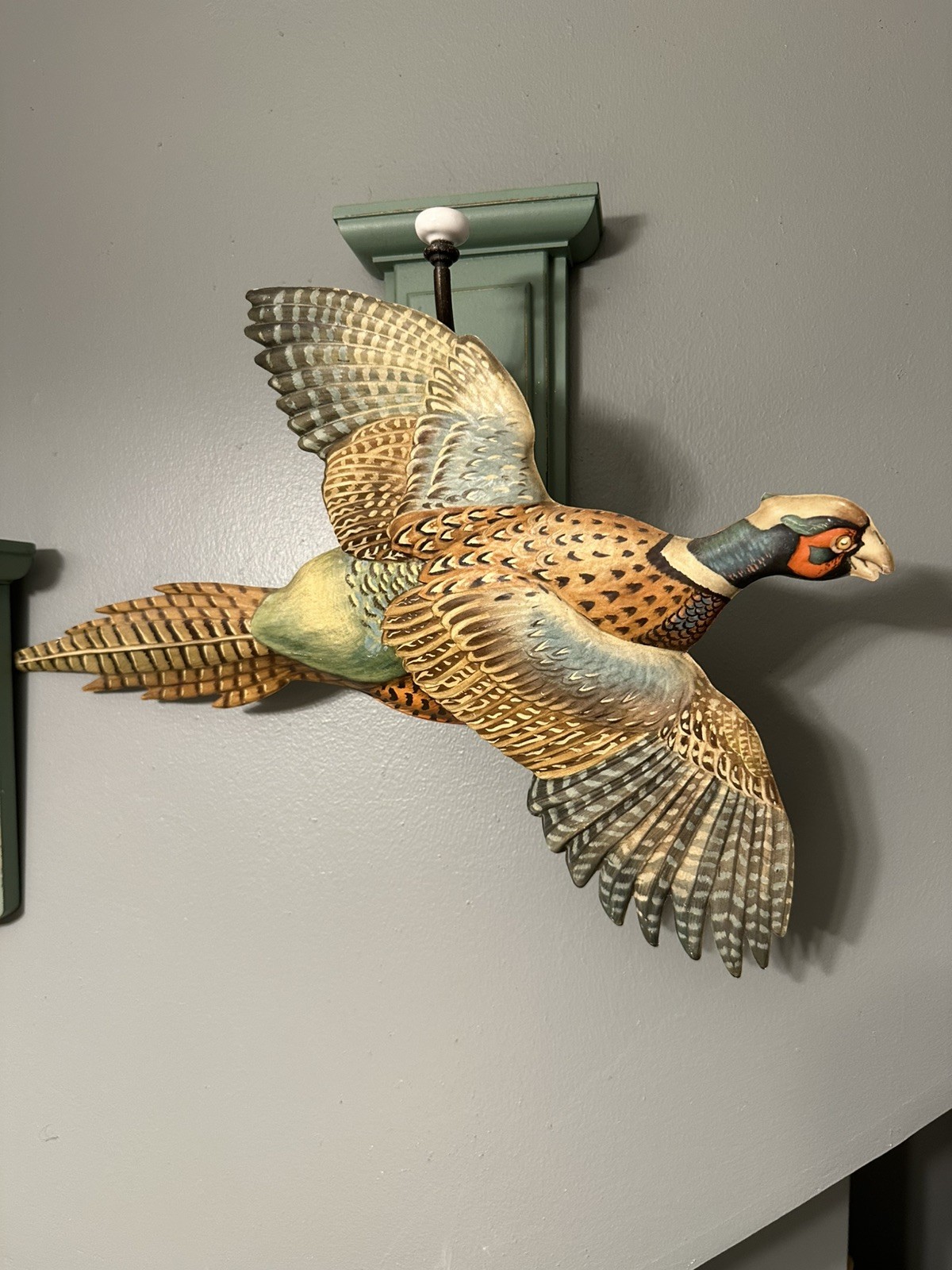 Vintage 21” Flying Pheasant Wall Hanging Molded Plastic 3D Game Bird Decor