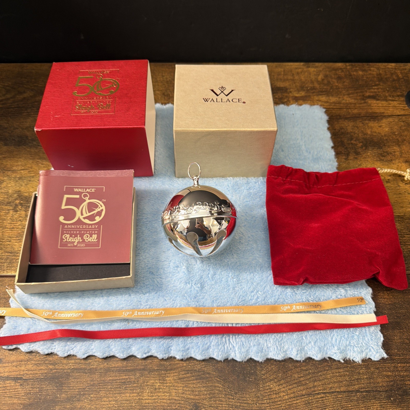 Wallace 2020 50th Anniversary Silverplate Sleigh Bell Christmas Ornament NIB