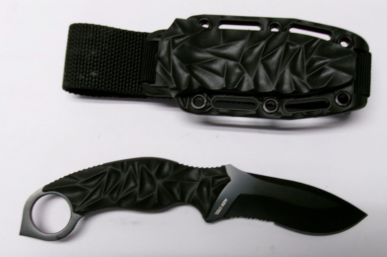 Schrade SCHF53BS Drop Point Fixed Blade Black TPE Sheath Partially Serrated