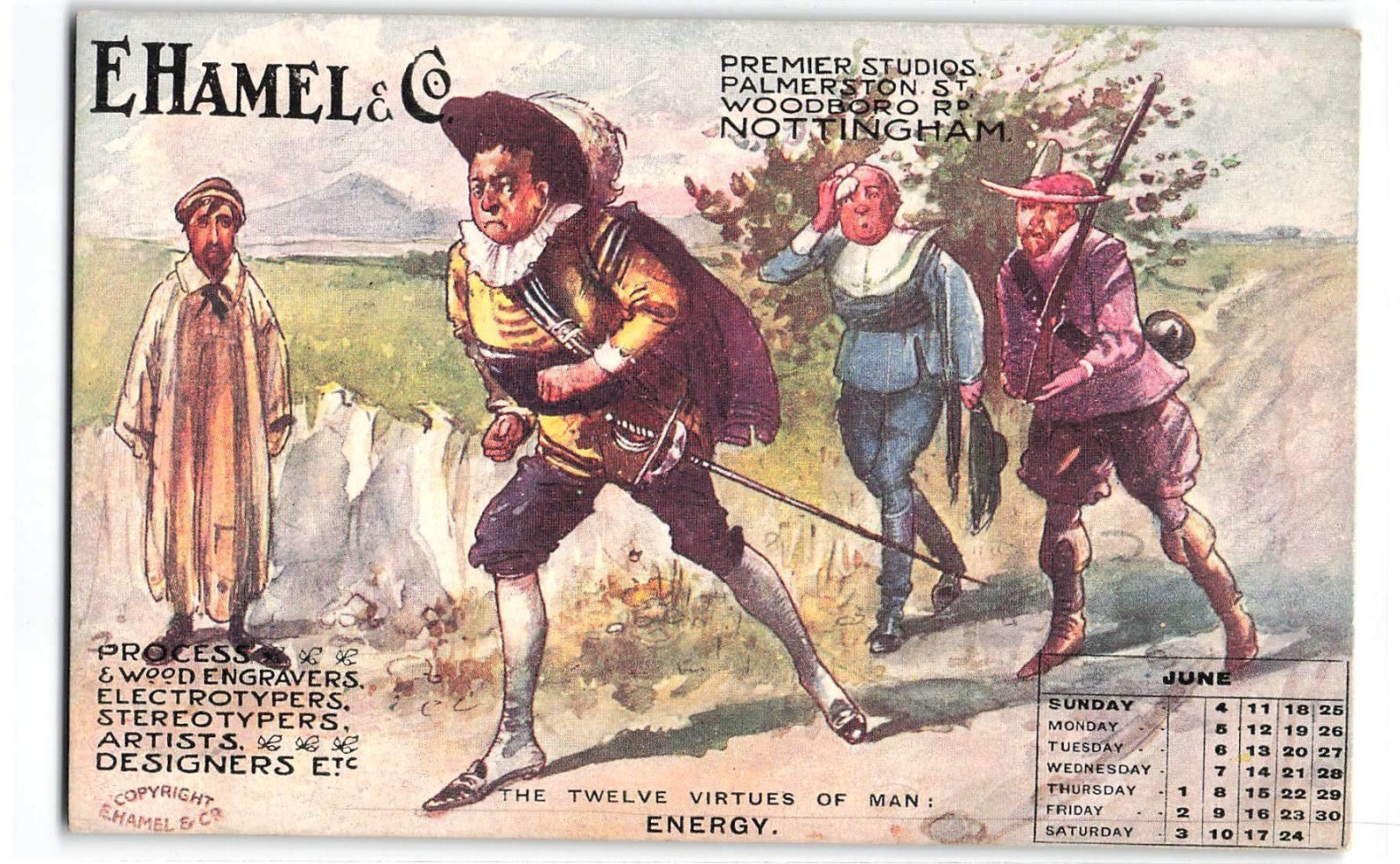 c1910\'s Calendar Advertising Postcard, E. Hamel & Co. Taurus Zodiac, Energy c1910\'s Calendar Advertising Postcard, E. Hamel & Co. Taurus Zodiac, Energy