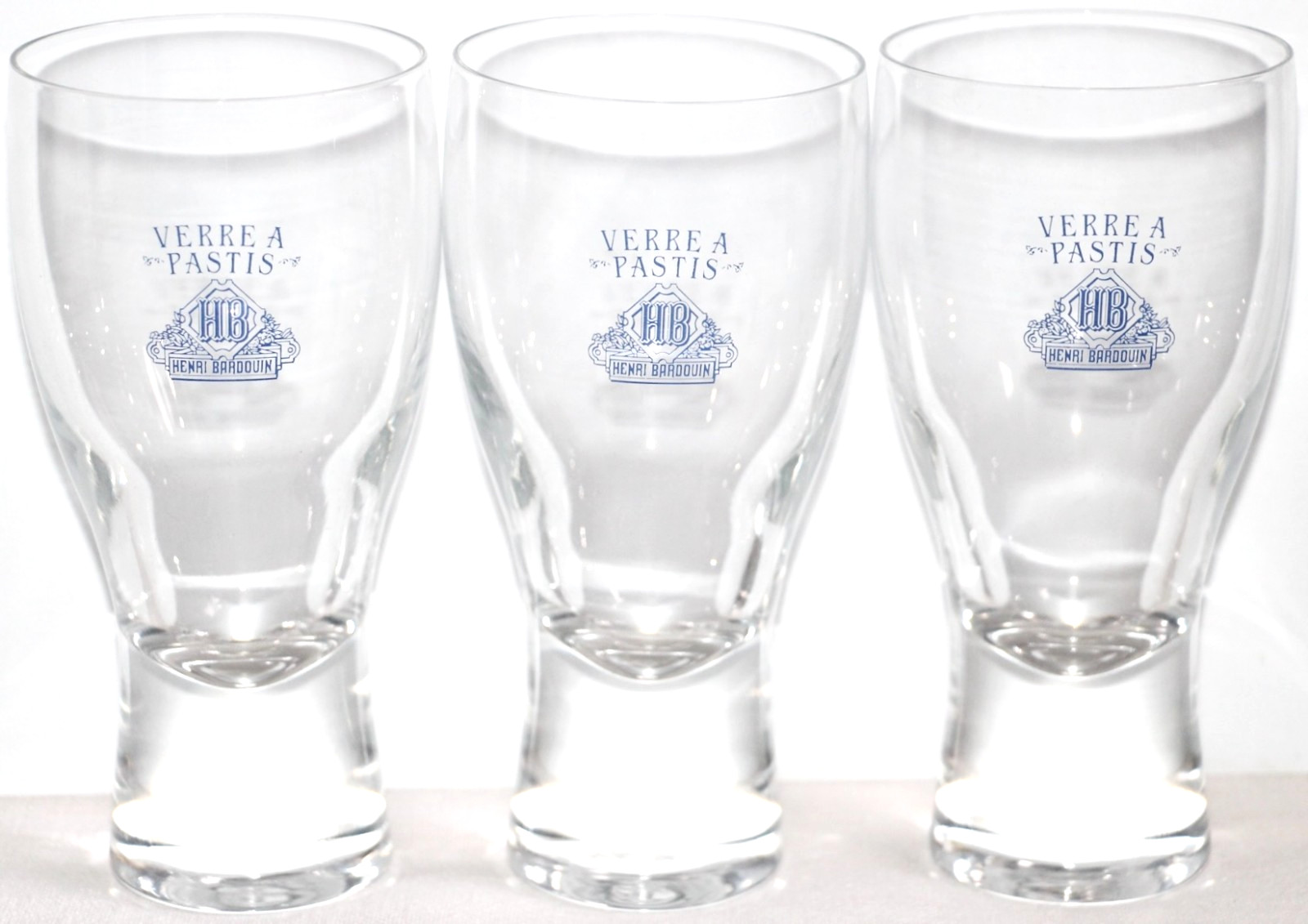 3 Vintage French Henri Bardouin Verre a Pastis Logo Liquor Glasses