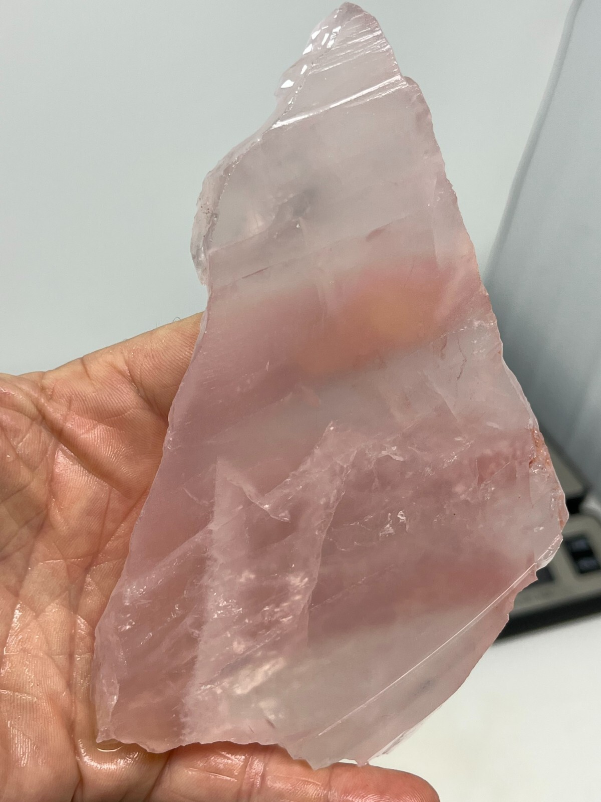 Semi-Transparent Rose Quartz Slab Lapidary Cabbing Carving Chakra Reiki