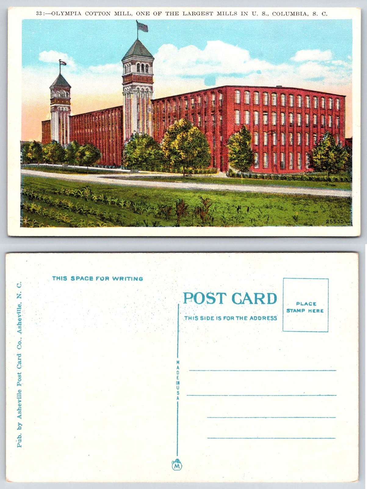 Olympia Cotton Mill Columbia South Carolina Postcard AX632