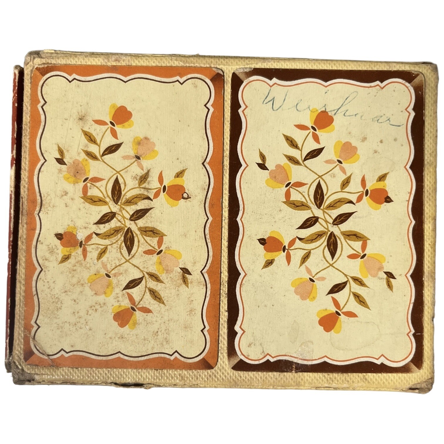 Vintage Original Jewel Tea Autumn Leaf  Pattern Double Deck Playing Cards 1943