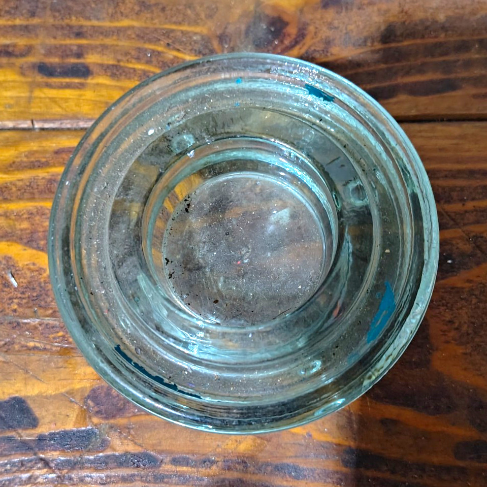 Vintage Green Glass Jar Insulator Collectible Collector Display Piece