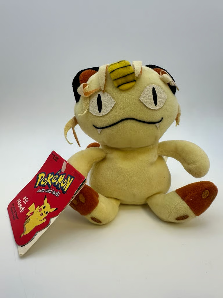 Hasbro Pokémon #52 Meowth Beanie Plush Vintage 1998 With Tags