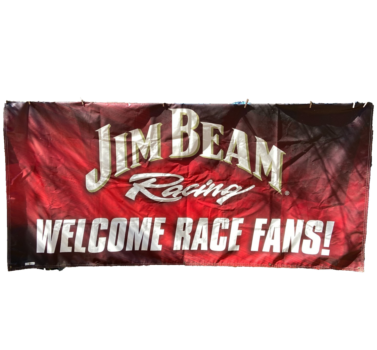Jim Beam Racing Banner Sign 2004 Vintage 10x5 Ft Giant Welcome Race Fans Garage