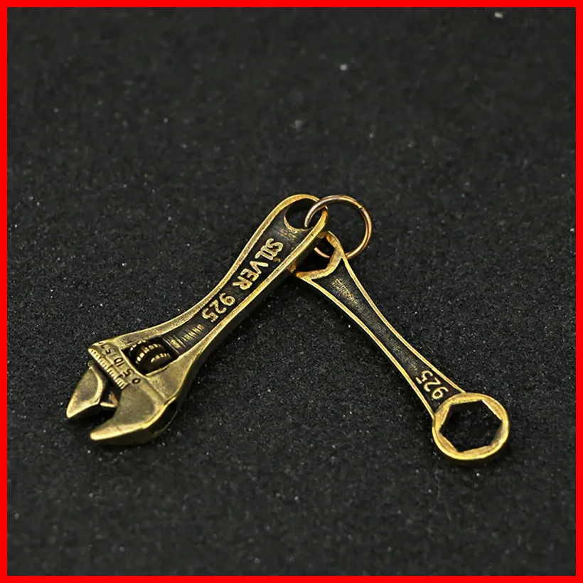 Vinatge Solid Brass Wrench Key Chain Pendant Handmade Pure Copper Mini Spanner K Vinatge Solid Brass Wrench Key Chain Pendant Handmade Pure Copper Mini Spanner K