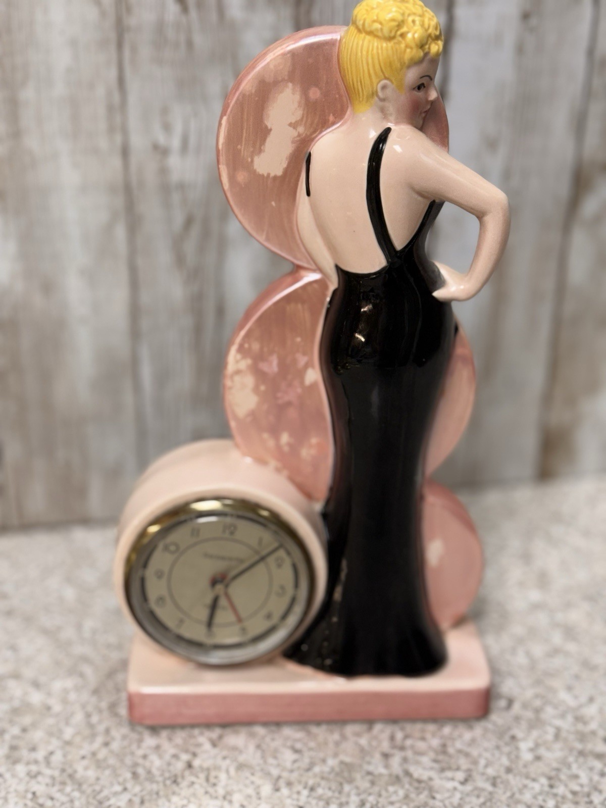 Vintage SARSAPARILLA 80\'s  Art Deco  Japan Blonde Bombshell/Pinup Clock Figurine