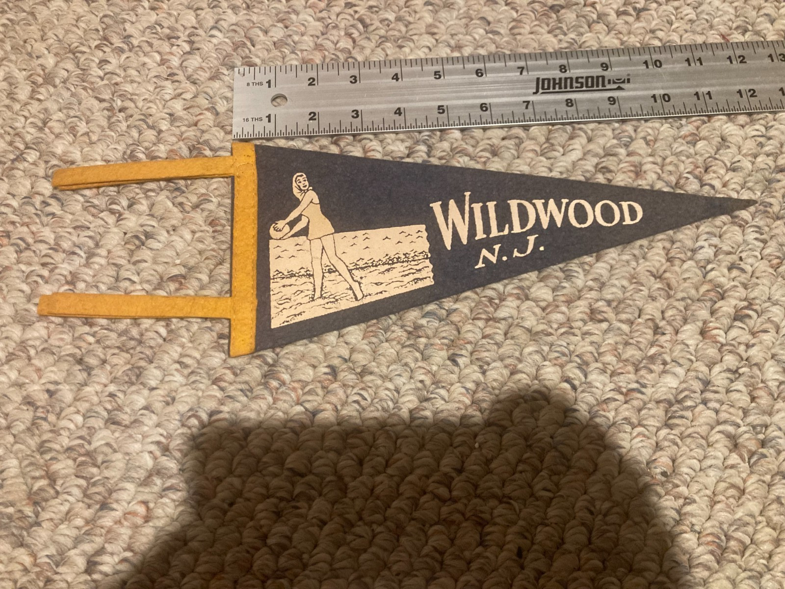 Vintage Wildwood NJ SOUVENIR Pennant Banner BEACH SURF BATHING BEAUTY -Ship Fast
