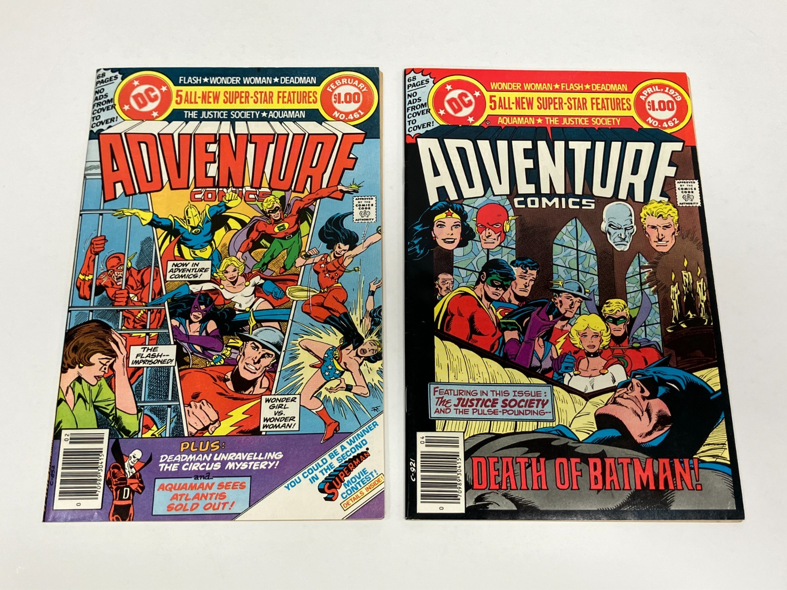 Lot of 2 ** 1979 DC Adventure Comics 461, 462 Death of Batman