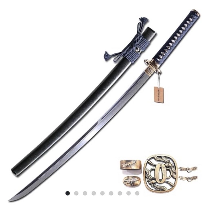 MURASAME KATANA SWORD 41 INCH TANG DRAGONFLY BRASS TSUBA NEW