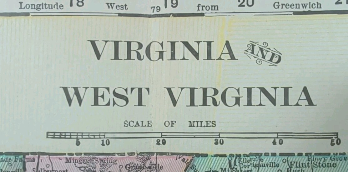 Vintage 1902 VIRGINIA WEST VIRGINIA Map 22\