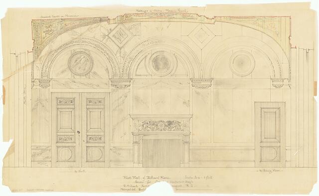 Newport Rhode Island The Breakers Billiard Room 1892-1895 Vanderbilt Sketch