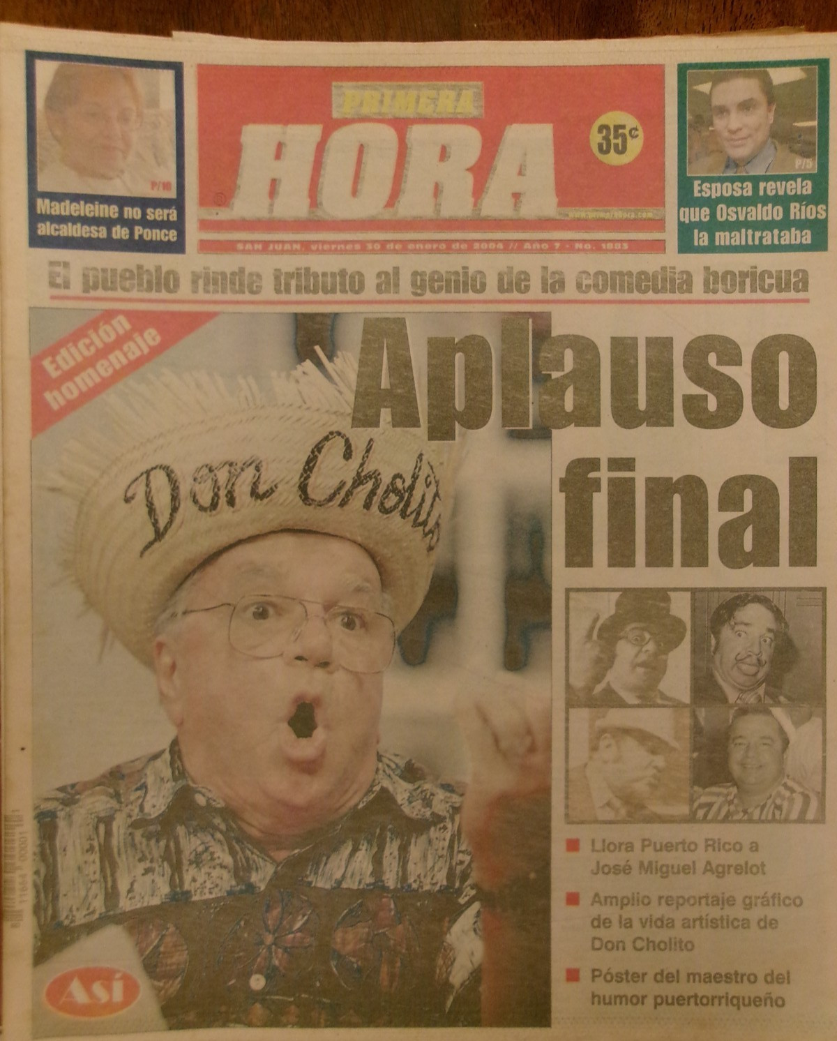 Puerto Rico, 2004, Fallecimiento JOSE M. AGRELOT, PRIMERA HORA, \