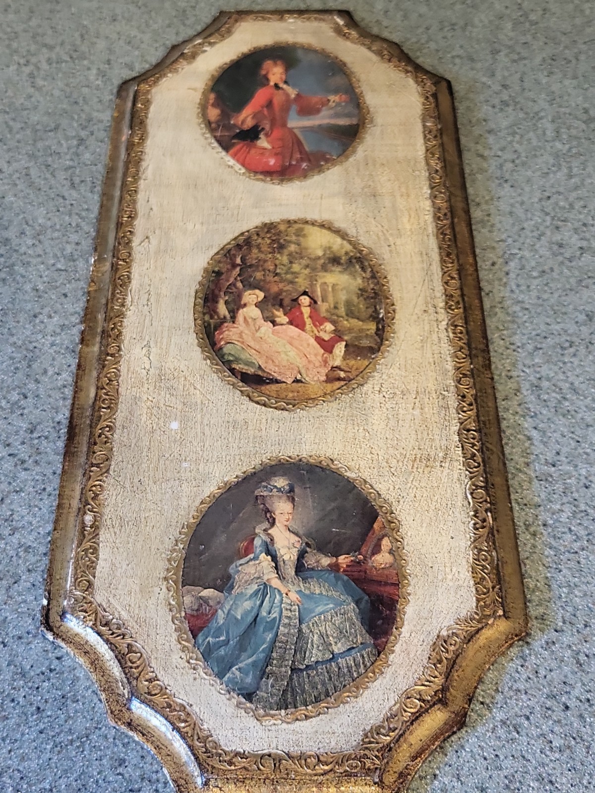 Vintage ITALIAN Florentine Gold Gilt Wall Plaque Picture 19.5\