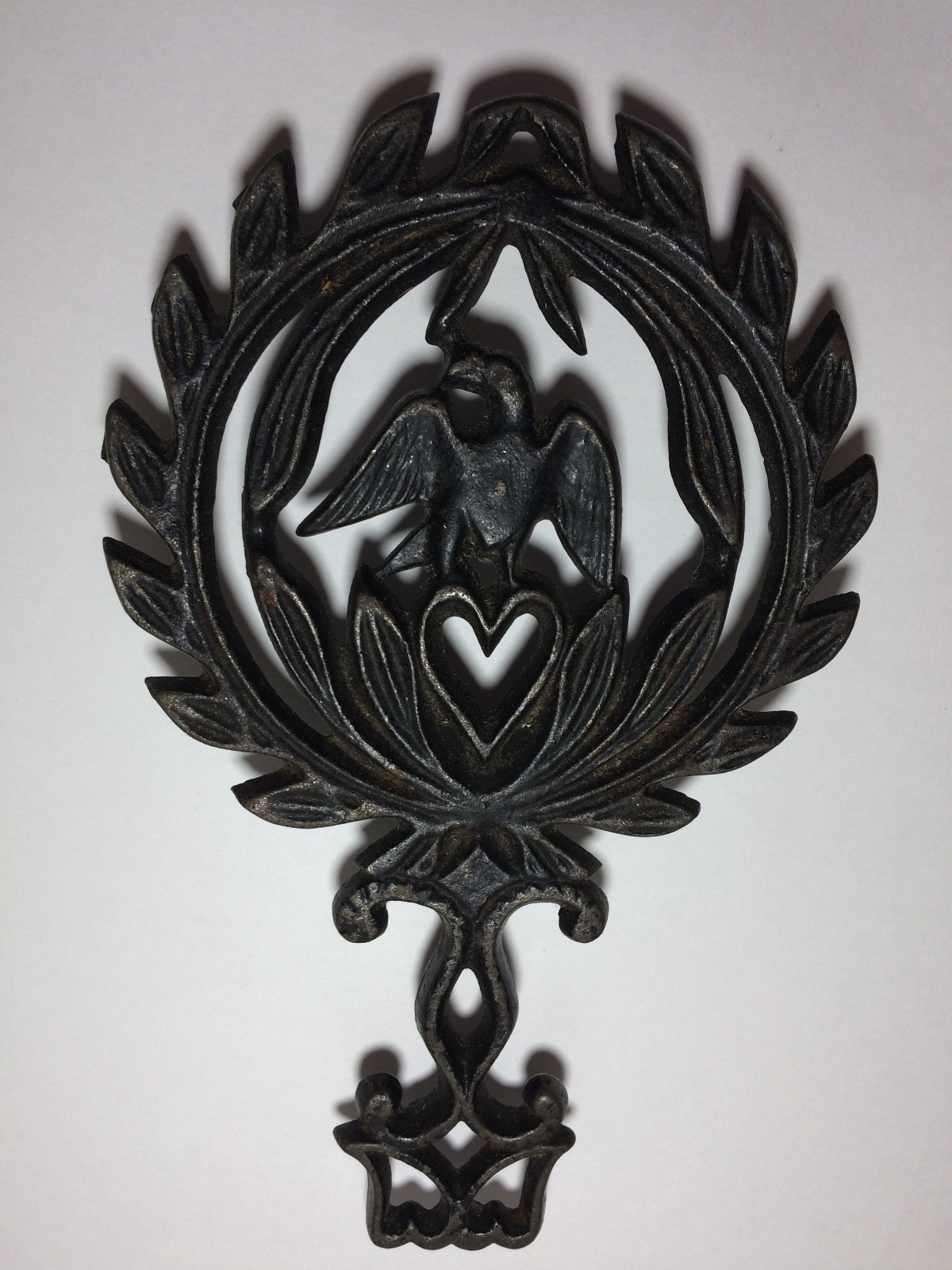  Black Cast Iron Trivet Eagle in center 4 