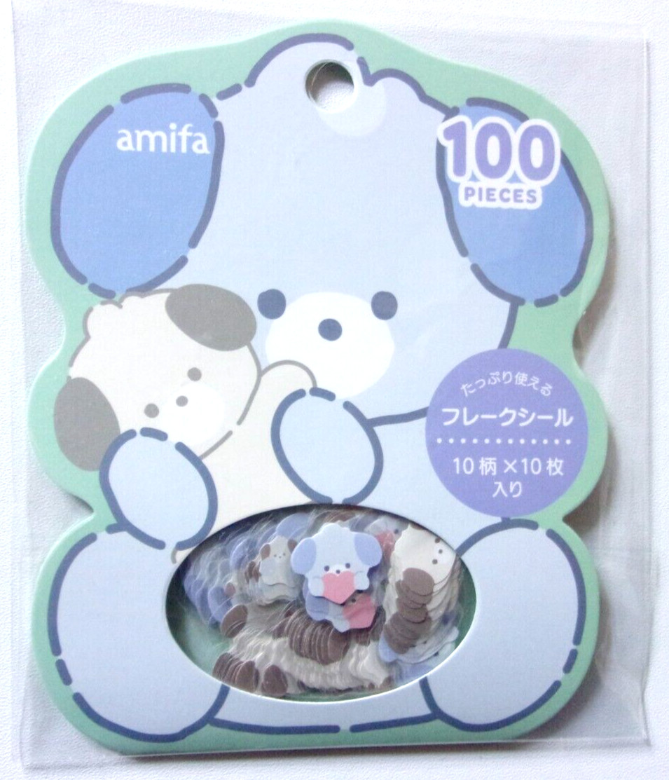 amifa Animal Dog Face Flake Sticker Japan 100 pieces