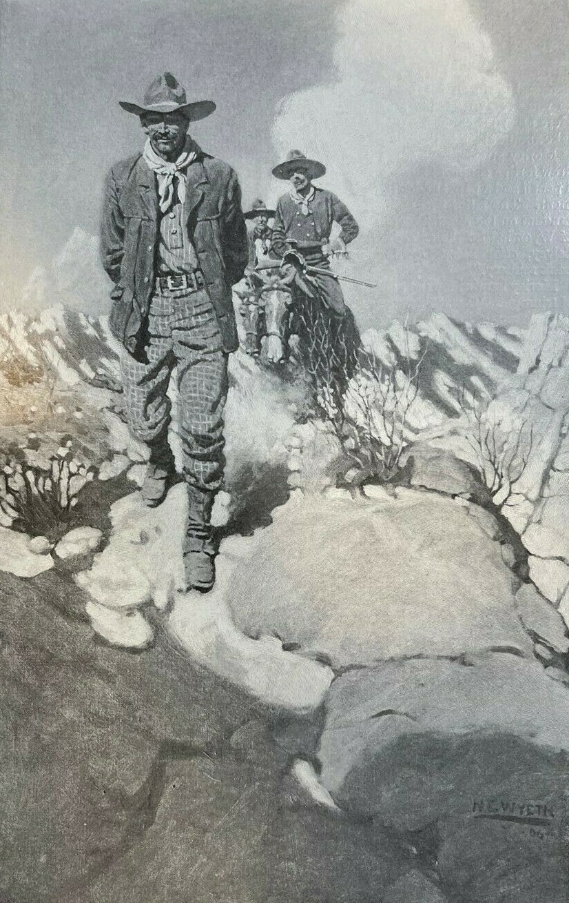 1906 Vintage Illustration N C Wyeth Marching prisoner Across Desert