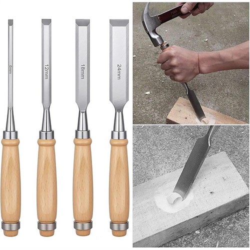 4PCS Wood Chisel Set Carving Knife Woodworking Tool Gouges 1/4