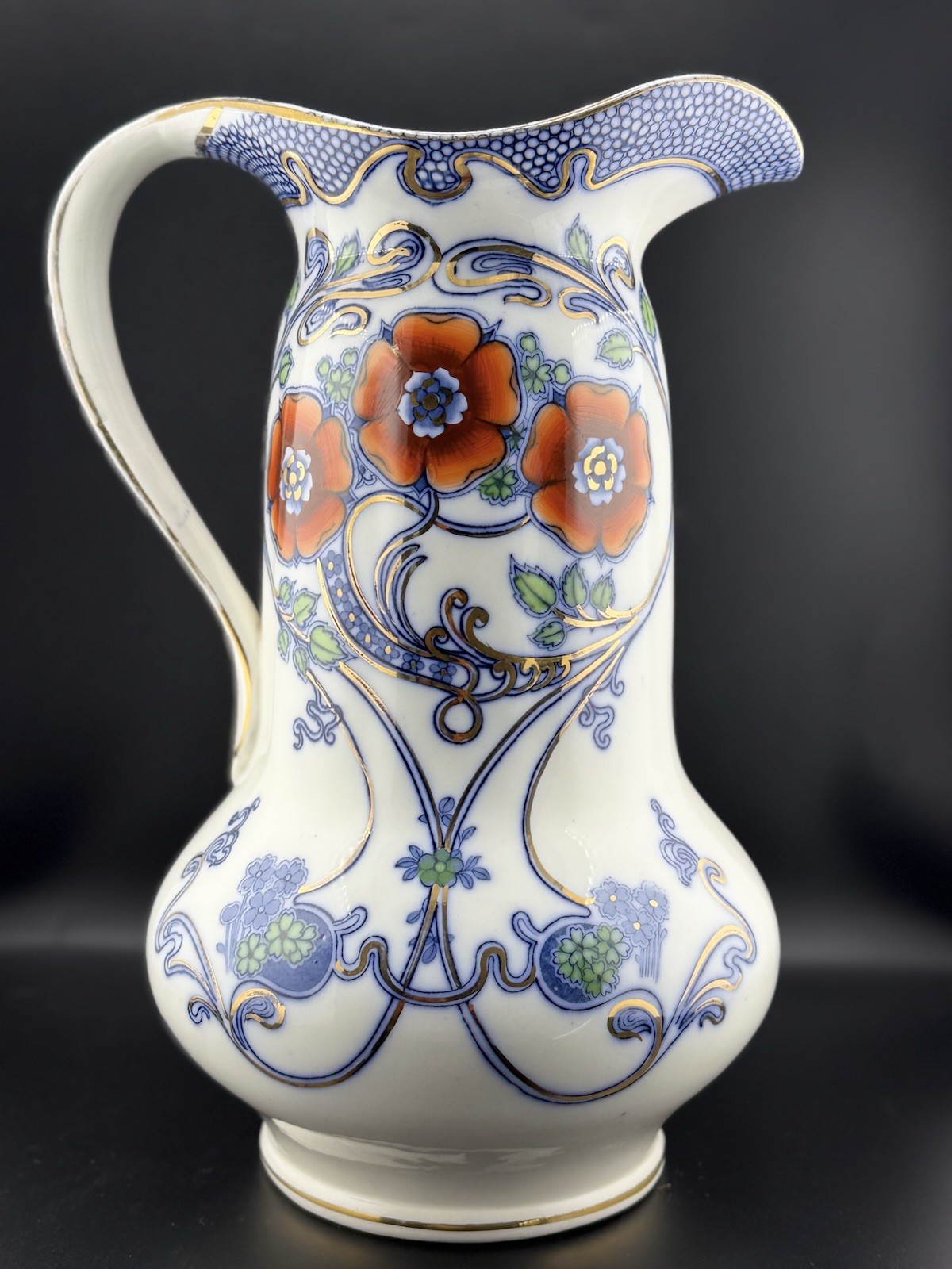 Large 13.5 Furnivals Nile Pattern ART NOVEAU Pitcher Large 13.5 Furnivals Nile Pattern ART NOVEAU Pitcher