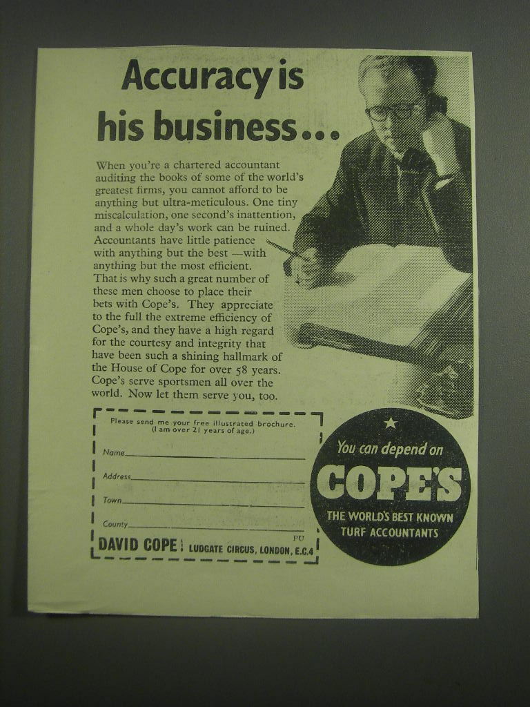 1953 David Cope Ltd. Ad - Accuracy is his business