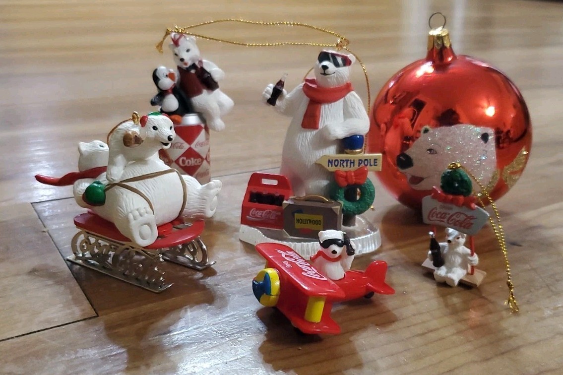 Coca Cola Polar Bear Christmas Ornaments Lot