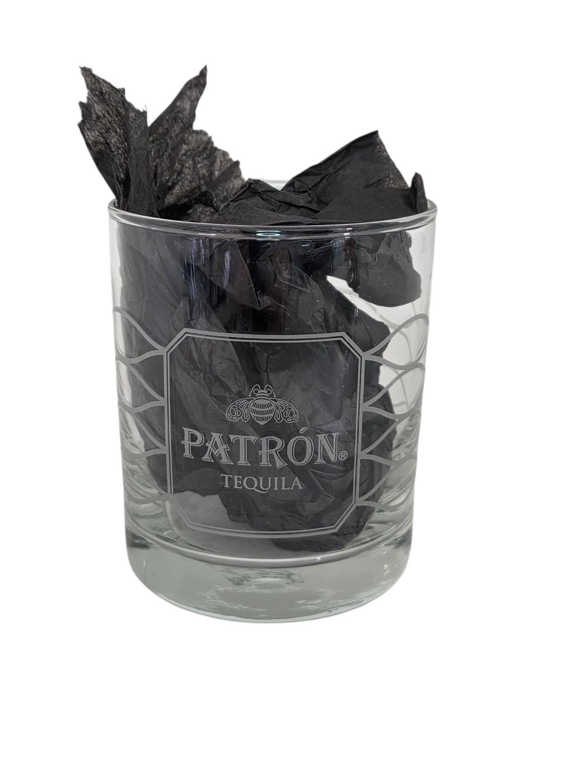 THE PATRON Patrón Tequila Rocks Glass, Clear, Etched Logo, Old Fashioned Style THE PATRON Patrón Tequila Rocks Glass, Clear, Etched Logo, Old Fashioned Style