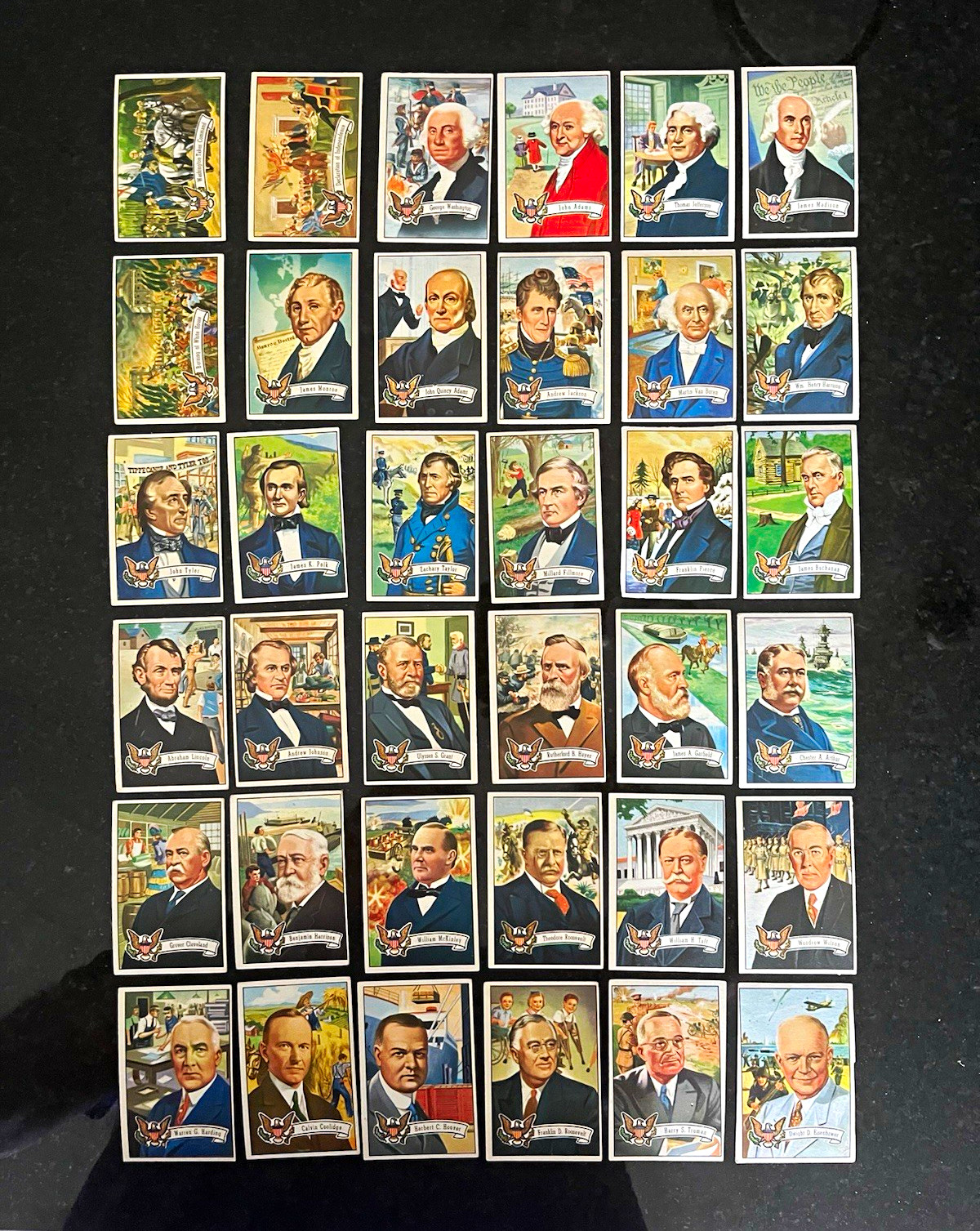 1956 Topps U.S. Presidents Complete Set - 36 Cards