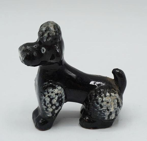 Black Poodle Dog Glazed Red Ware Clay Figurine