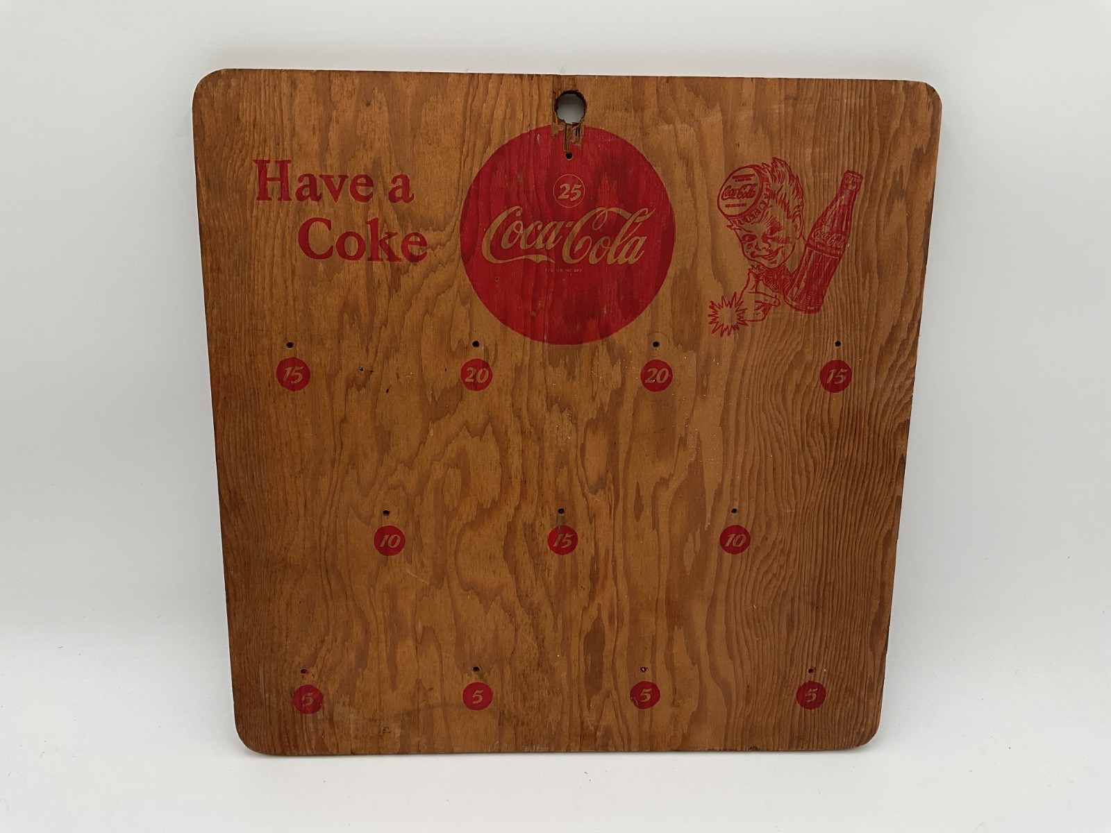 VERY RARE 1950 COCA-COLA SPRITE BOY WOOD RING-TOSS GAME