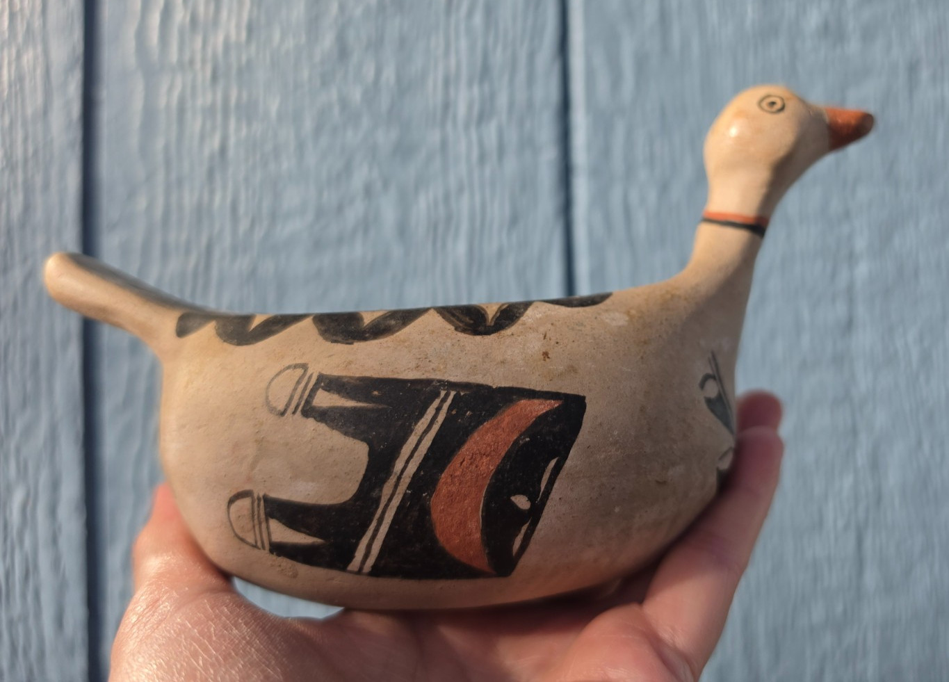RARE Vintage COCHITI Pottery Polychrome Bird Effigy - ET  7.25