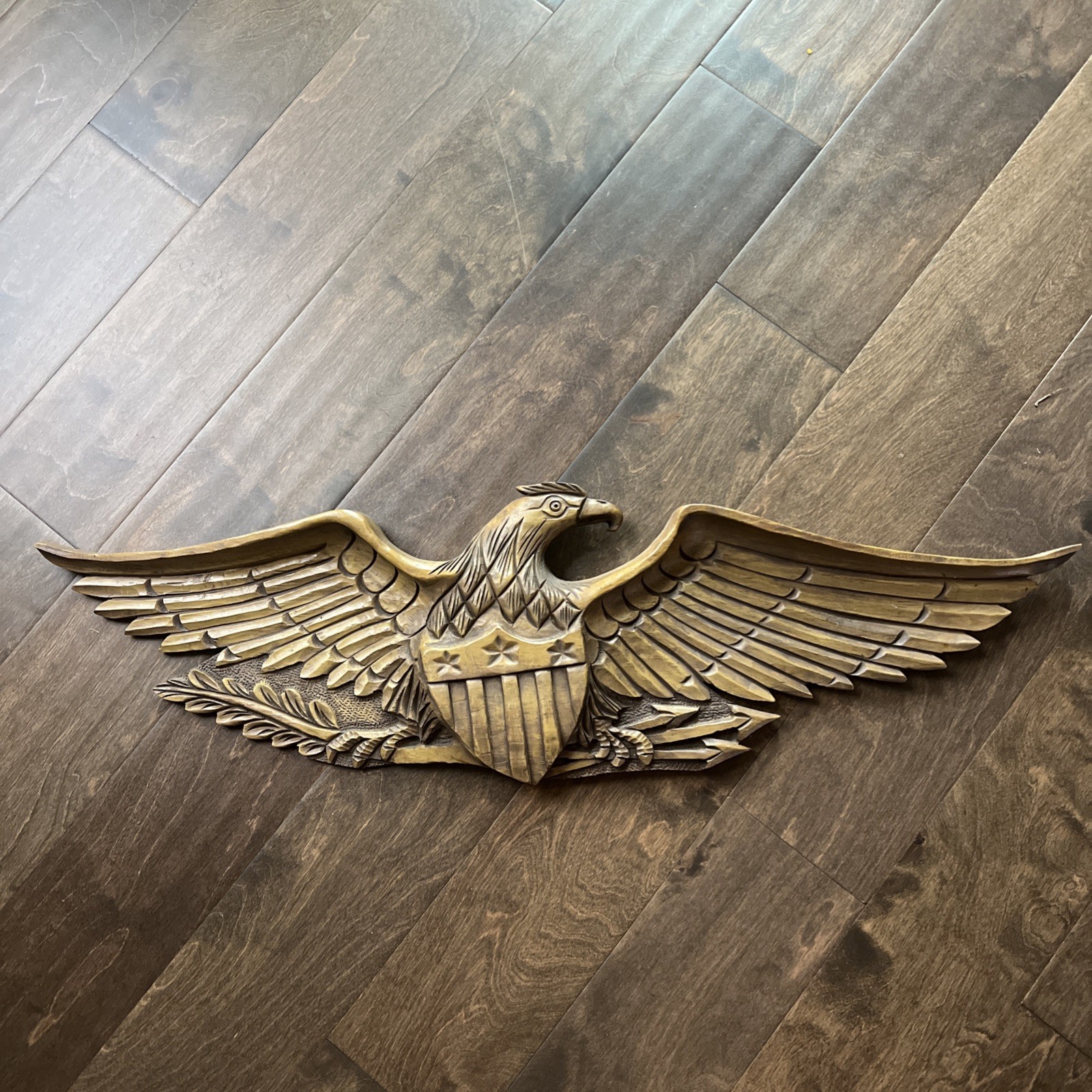 Vintage Hand Crafted Carved Wood Patriotic American Bald Eagle Wooden Sculpture Vintage Hand Crafted Carved Wood Patriotic American Bald Eagle Wooden Sculpture