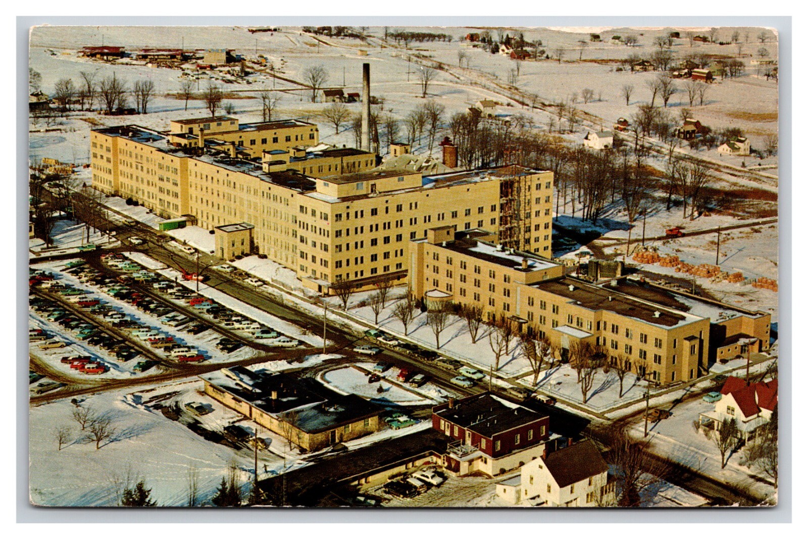 St Joseph Hospital Aerial View Marshfield Wisconsin WI Chrome Postcard K18