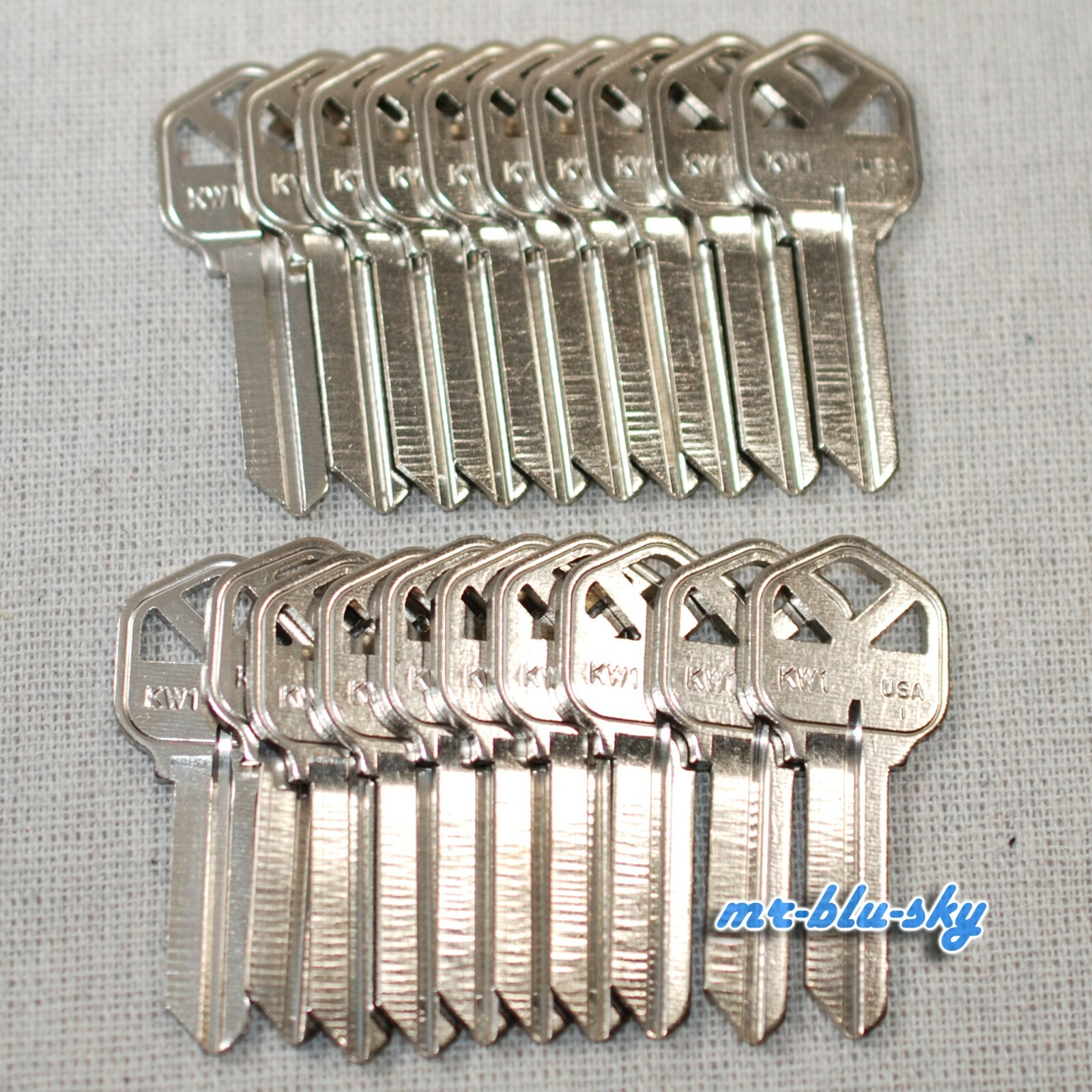 20 Ilco Kwikset KW1 Key Blanks, Nickel Plated