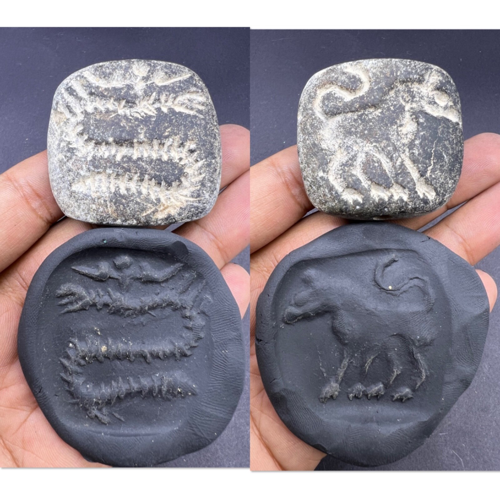 Ancient Old Bactrian Greco Artifact Doubles Side Different Intaglio ancients bea