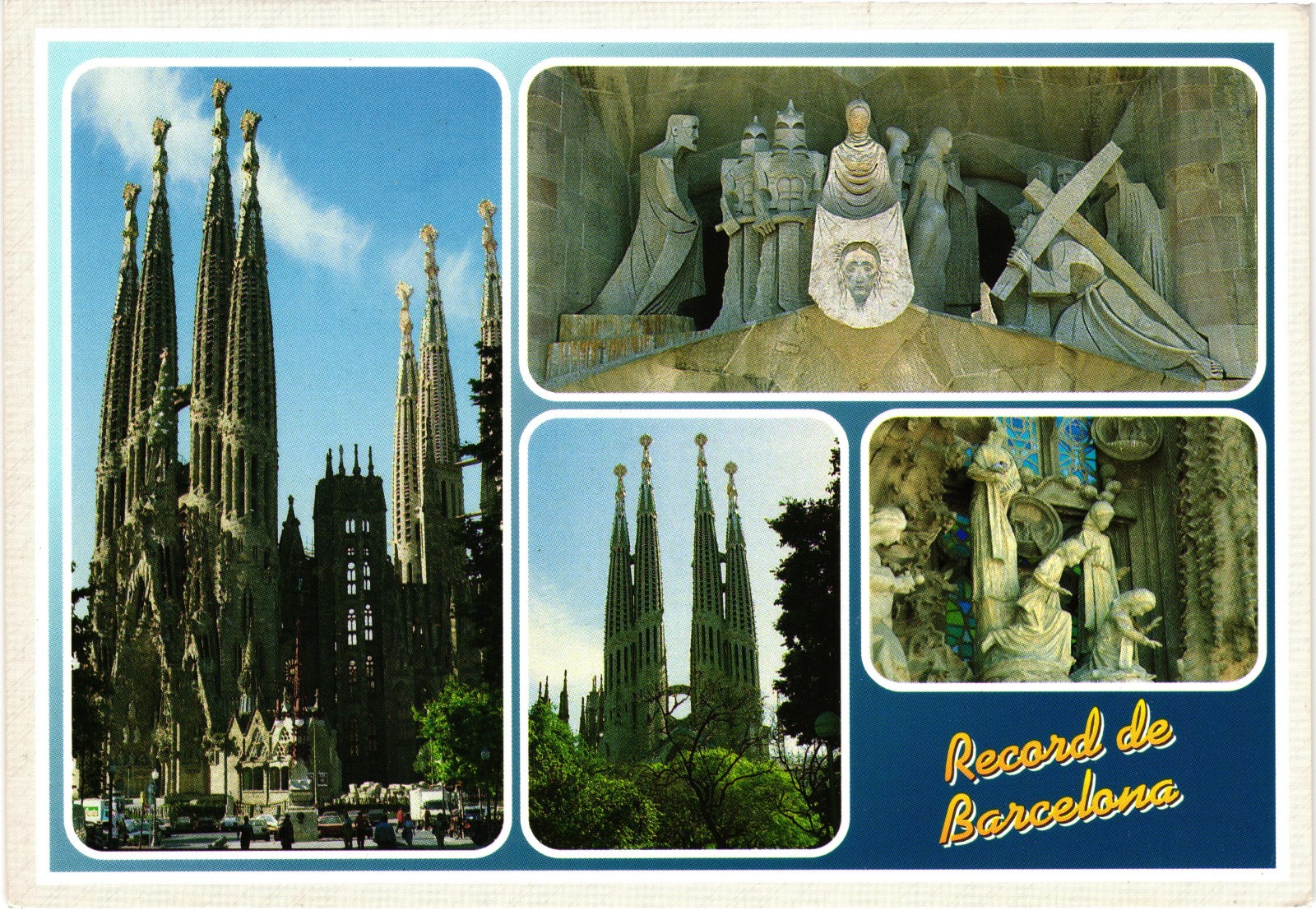 Barcelona Spain Sagrada Familia Gaudi Cathedral Vintage Color Postcard Unused