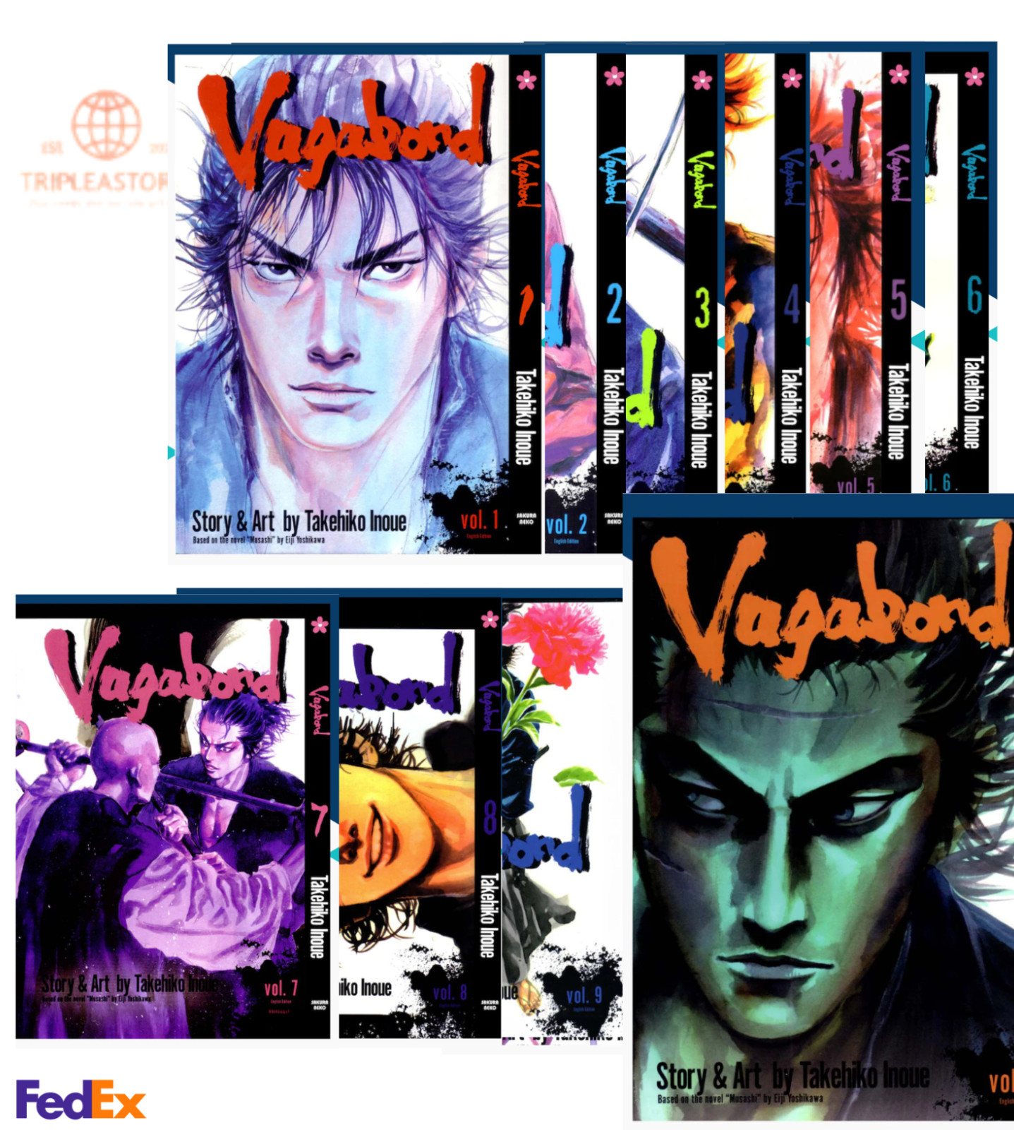 Vagabond Manga English Full Set Volume 1-11 Comic Books New by Takehiko Inoue